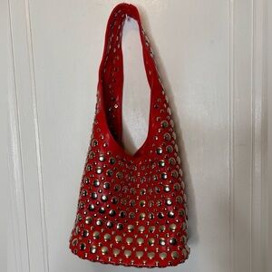 Red Studded Women's Bag